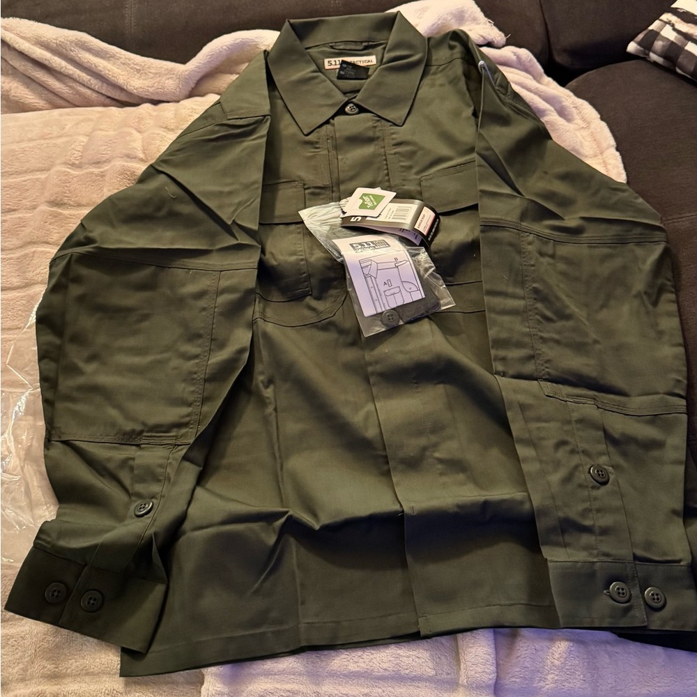 5.11 Tactical Tdu Green Long Sleeve Shirt Medium Military Police - Picture 3 of 11